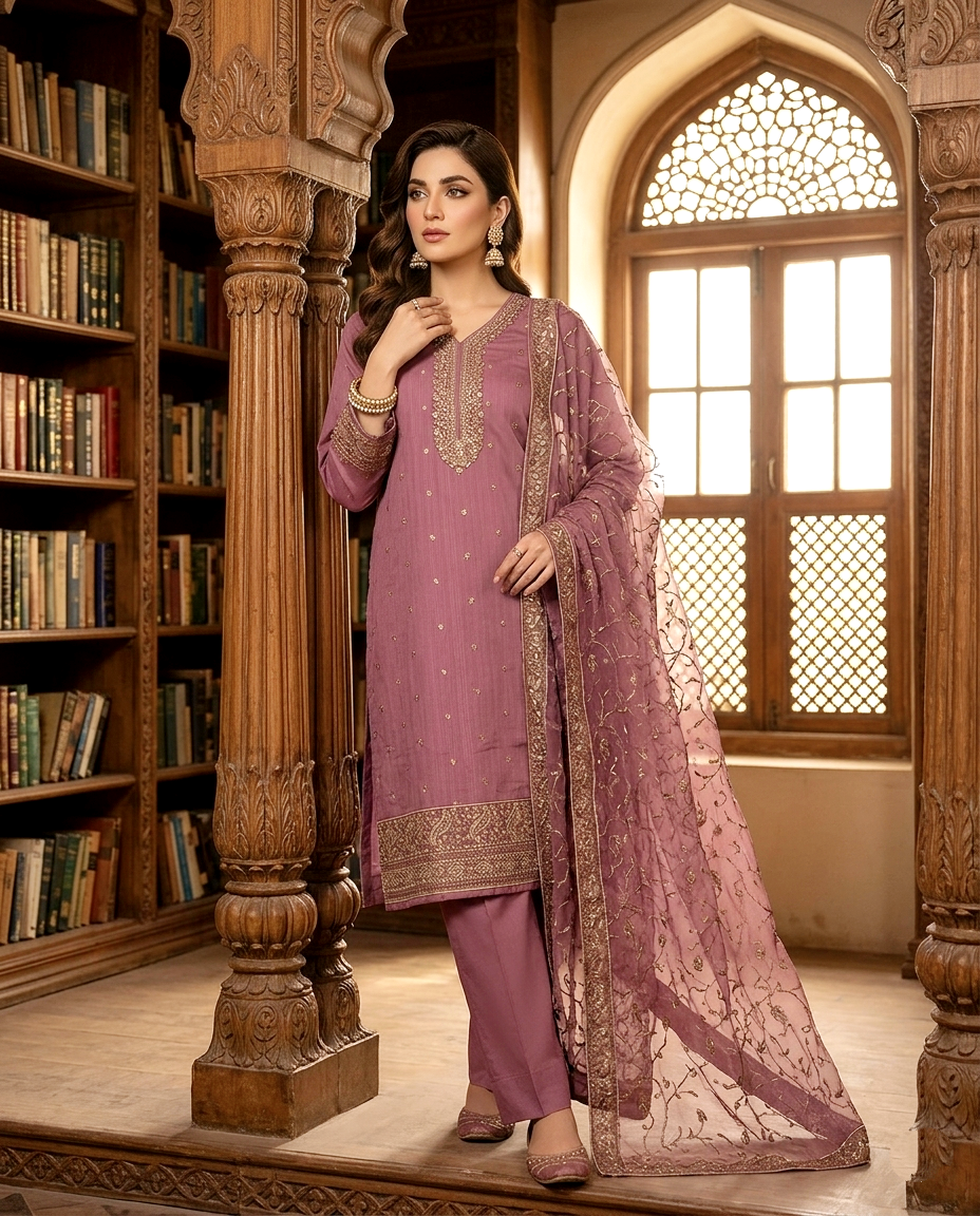 Emerald Allure Cotton Jacquard (Unstitched)