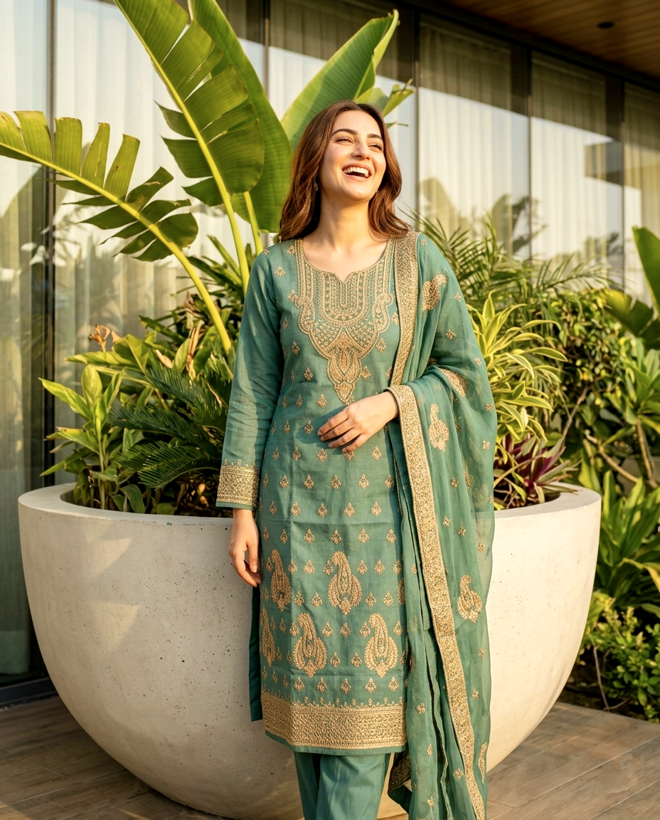Royal Motif Cotton Suit (Unstitched)