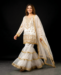 Pearl Glow Organza Gharara Set (Stitched)