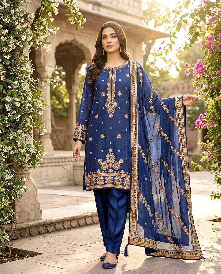 Vchetra Multi Color Zari Unstitched