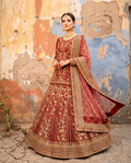 Classic Ruby Red & Gold Bridal Lehenga (Unstitched)