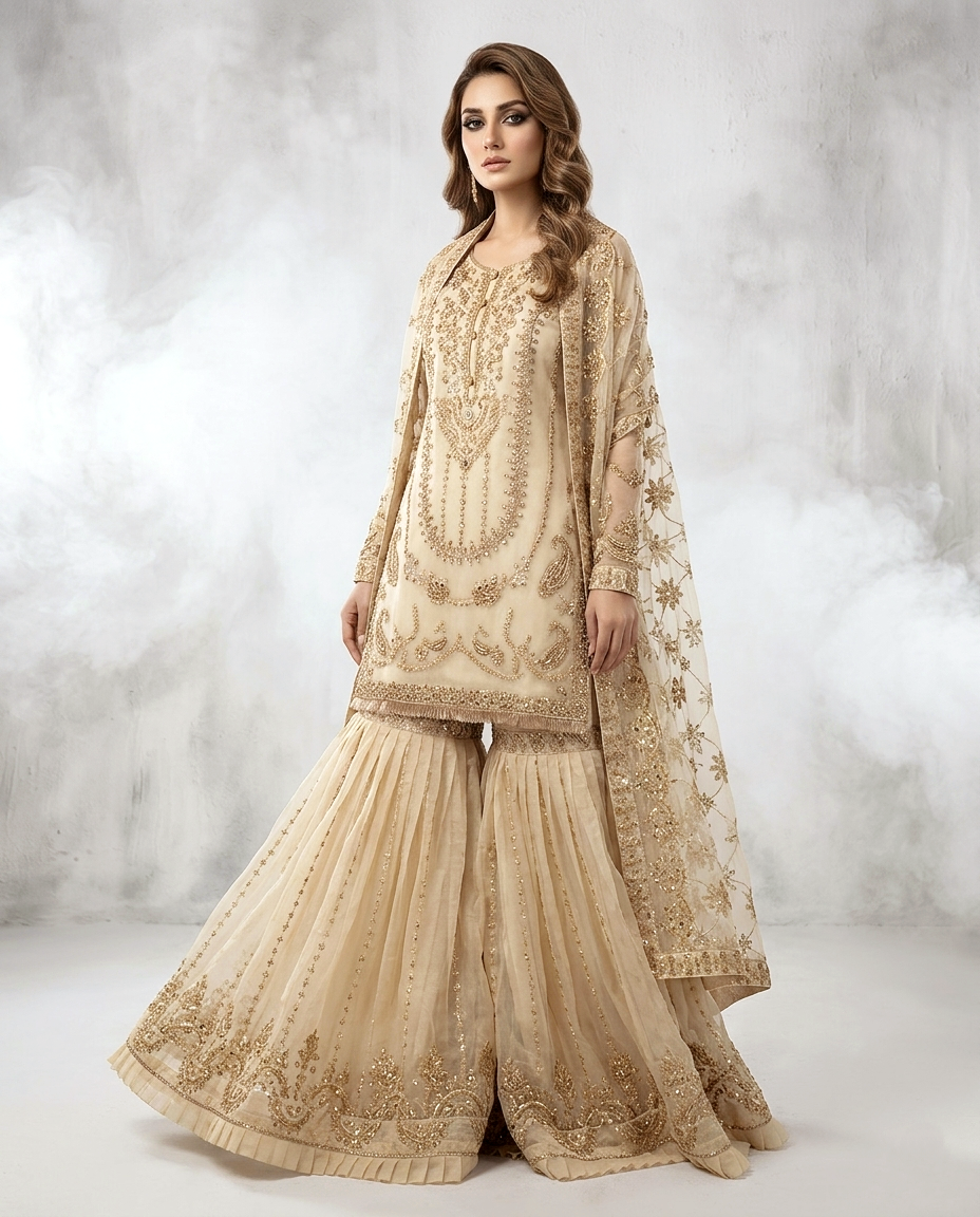 Fancy beats work Gharara Set (Stitched)