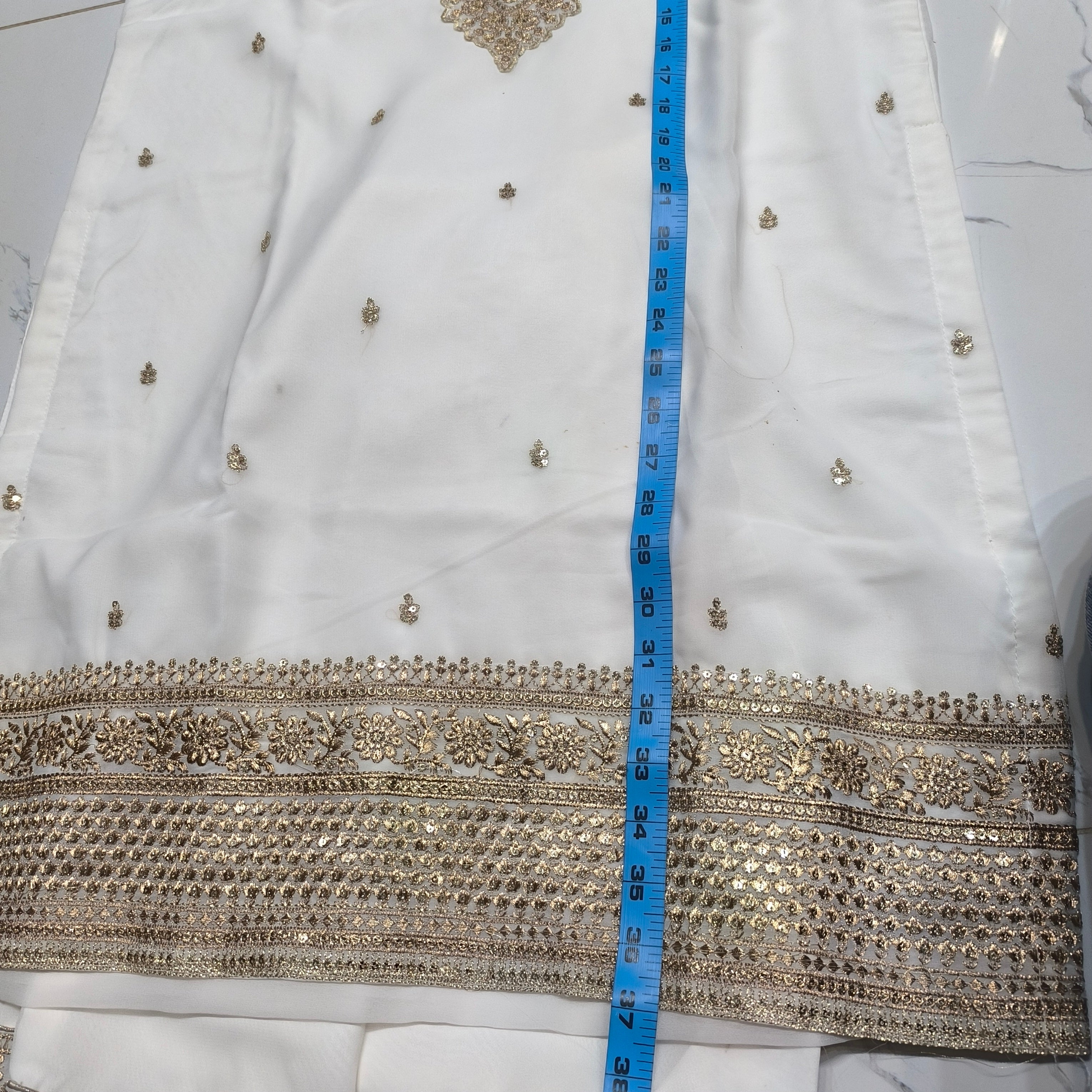 Chiffon Golden Zari Gharara Set (Stitched)
