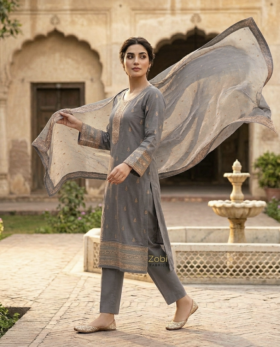 C.Jaquard Zari & Sequins (Unstitched)