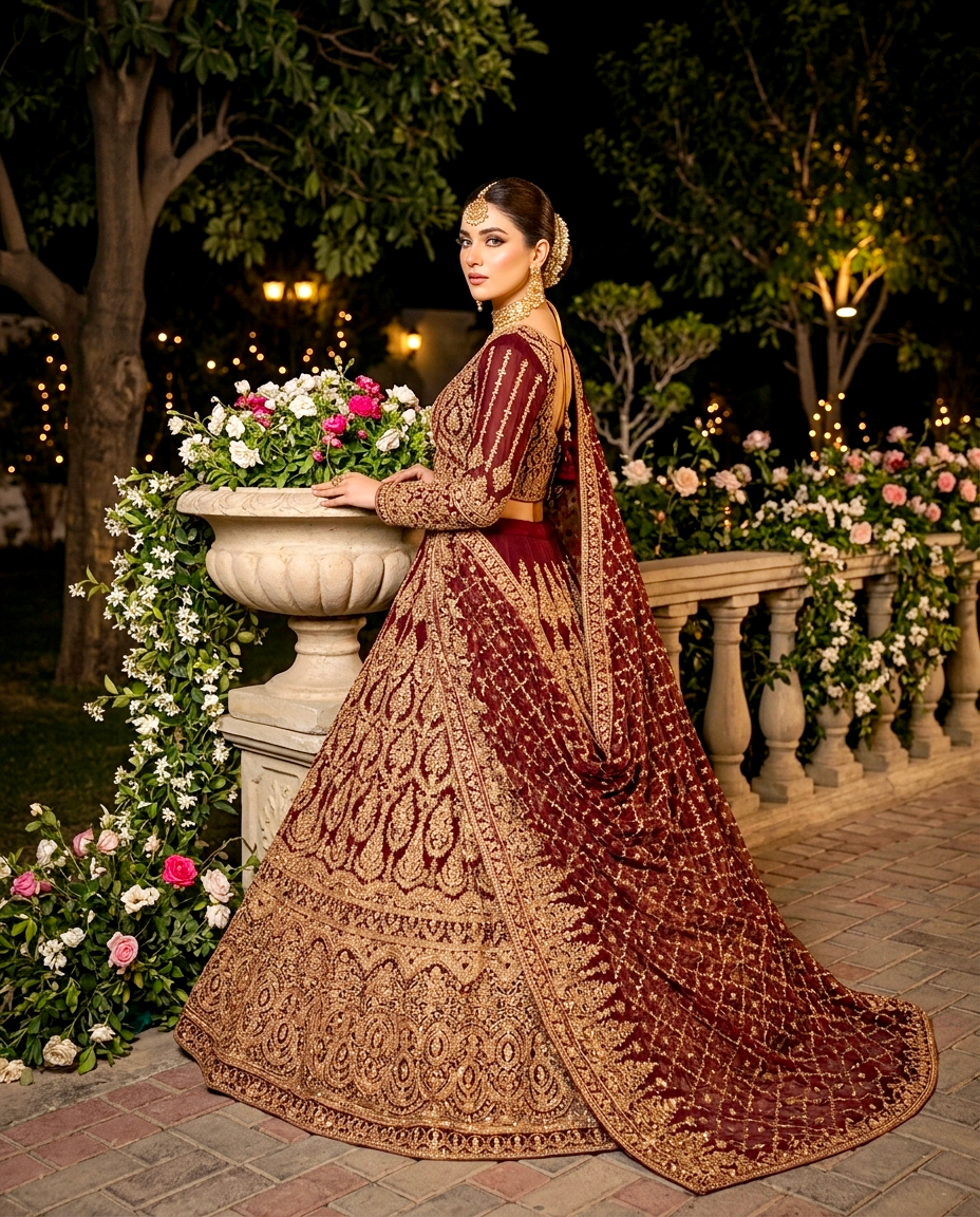 Midnight Maroon Bridal Lehengha