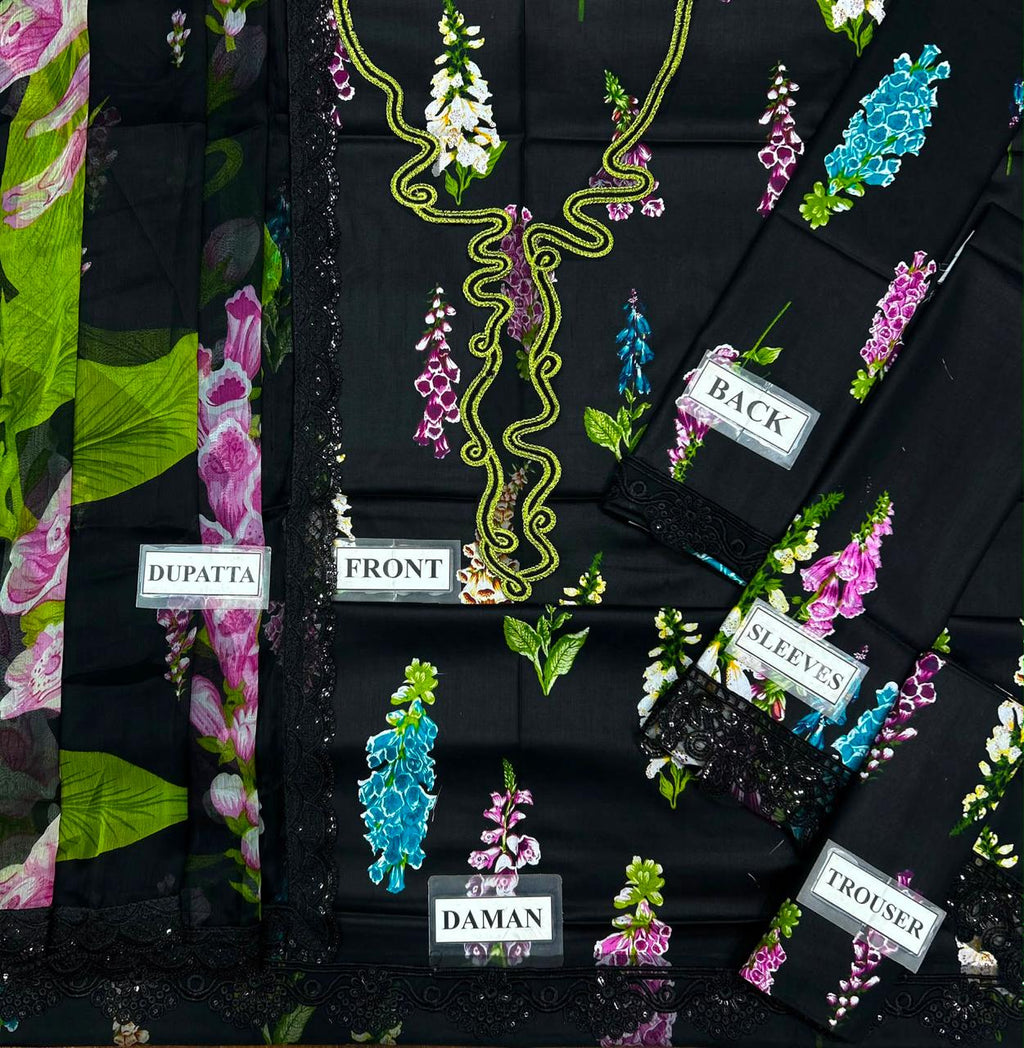 3 Piece Unstitched Embroidered Lawn Suit