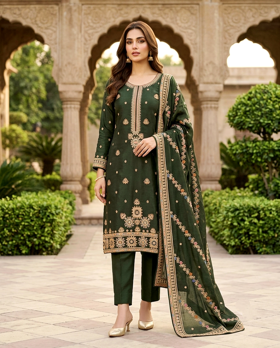 Vchetra Multi Color Zari Unstitched