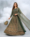 Ethereal Evergreen Vchetra Lehengha Set (Unstitched)